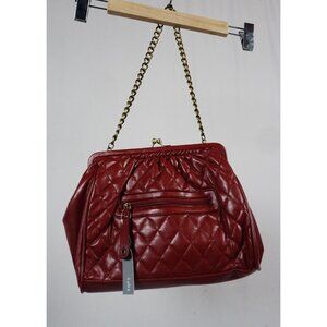 Apt. 9 Purse Red Quilted Handbag Clutch Metal Strap NEW